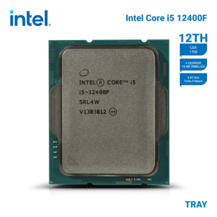 INTEL Alder Lake i5-12400F TRAY 2.50Ghz/4.40Ghz 18MB LGA1700 6C VGA'sız Fansız